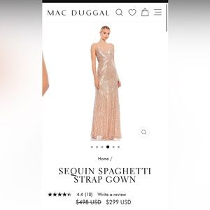 NWT MAC DUGAL BEADED GOLD GOWN